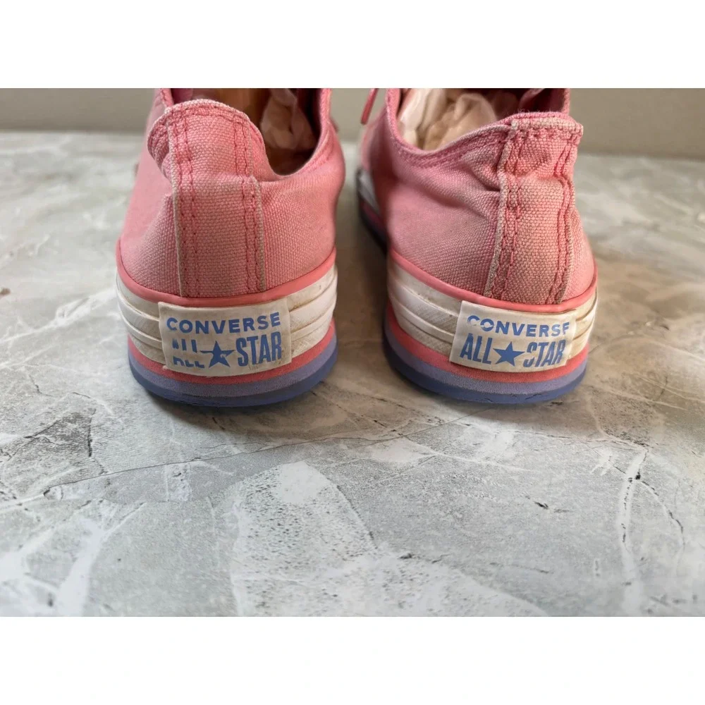 Converse All Star Junior Pink Platform Low Top Sneakers‎ 670735F Size 4.5Y
